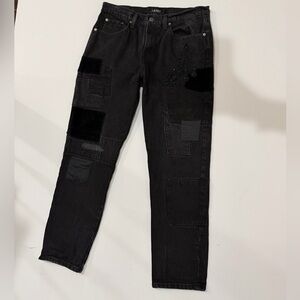 Ralph Lauren Black Label Embroidered Patch Black Straight Jeans Size 6